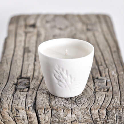 Świeca sojowa Delicate – Poa Raw, w miseczce z porcelany